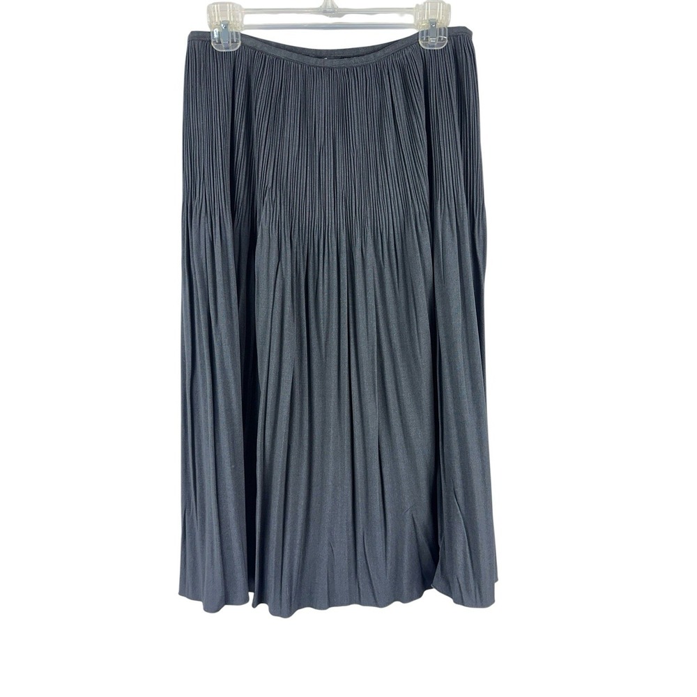 Nic + Zoe Gray Skirt Sz 10 Pleated Midi Skirt Quiet Luxury Minimalist Old Money - Picture 2 of 6